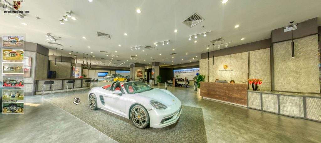 Trải nghiệm sản phẩm 360 trong tour showroom ô tô Porsche