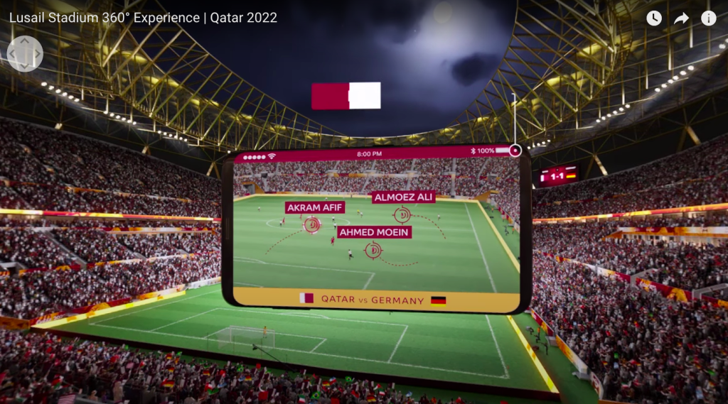 Ảnh chụp màn hình từ trải nghiệm VR tại Giải vô địch bóng đá thế giới 2022 ở Qatar